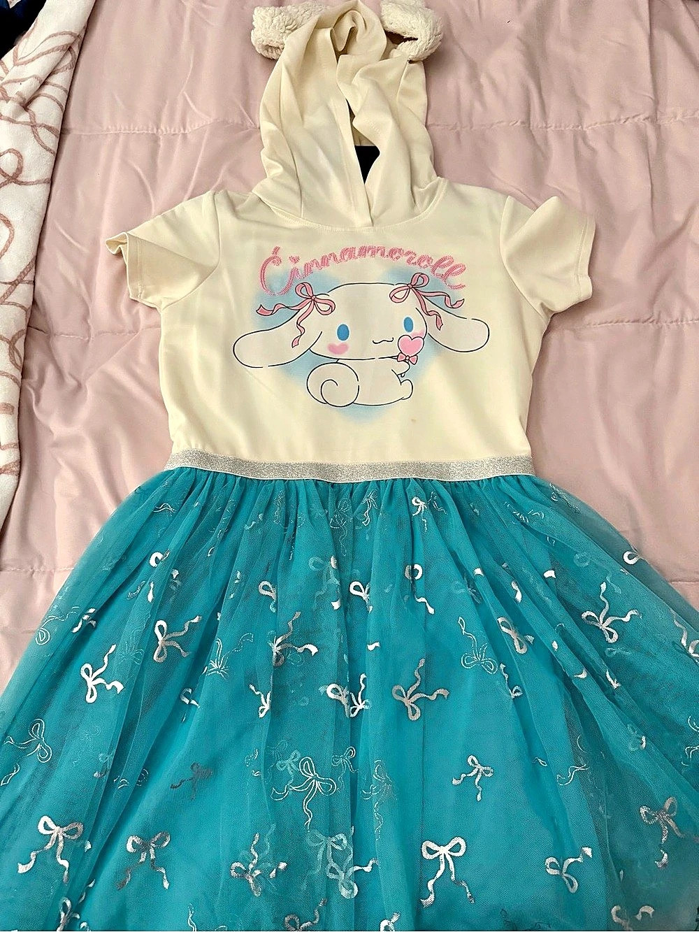 Sanrio Cinnamoroll White & Turquoise Hooded Tulle Dress Cinnamoroll Hooded Tulle